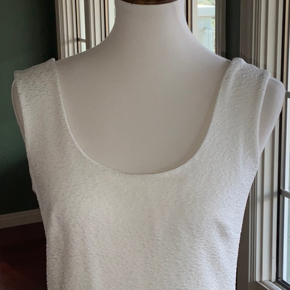 eva varro Cream Textured Tank Sheath Midi Dress - Picture 2 of 10